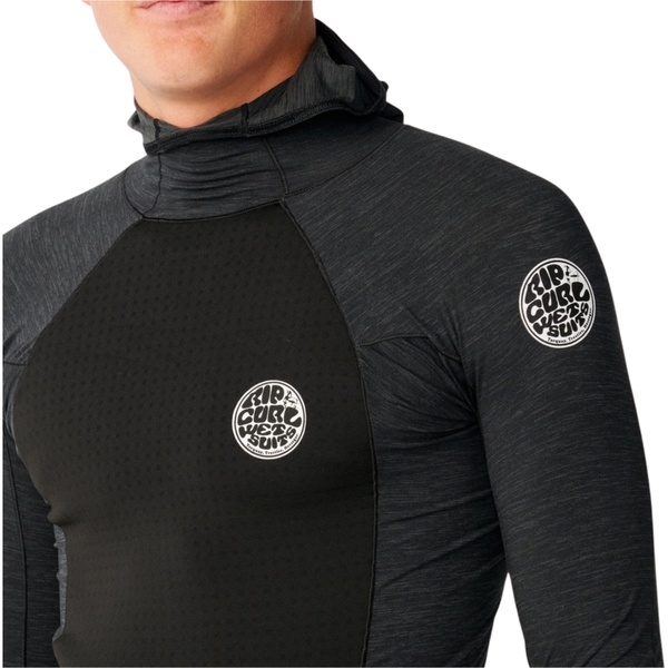 2026 Rip Curl Männer Ultimate Search Long Sleeve Hooded Vest 12IMWJ - Black